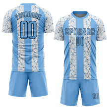 Load image into Gallery viewer, Custom Light Blue Black-White Sublimation Soccer Uniform Jersey