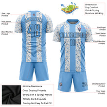 Load image into Gallery viewer, Custom Light Blue Black-White Sublimation Soccer Uniform Jersey