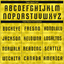 Load image into Gallery viewer, Custom Gold Black Sublimation Soccer Uniform Jersey