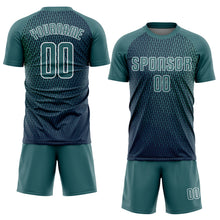 Load image into Gallery viewer, Custom Teal White Sublimation Soccer Uniform Jersey