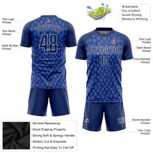 Load image into Gallery viewer, Custom Royal Navy White Sublimation Soccer Uniform Jersey