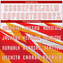 Load image into Gallery viewer, Custom Red White-Gold Sublimation Soccer Uniform Jersey