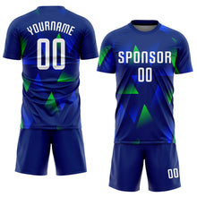 Load image into Gallery viewer, Custom Royal White-Kelly Green Sublimation Soccer Uniform Jersey