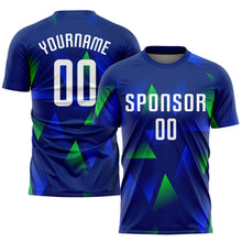 Load image into Gallery viewer, Custom Royal White-Kelly Green Sublimation Soccer Uniform Jersey