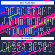 Load image into Gallery viewer, Custom Figure Navy Royal-Pink Sublimation Soccer Uniform Jersey