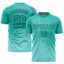 Load image into Gallery viewer, Custom Aqua Aqua-Black Sublimation Soccer Uniform Jersey