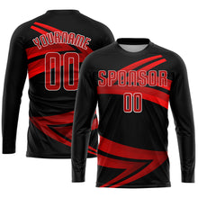 Load image into Gallery viewer, Custom Black Red-White Sublimation Soccer Uniform Jersey