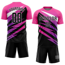 Load image into Gallery viewer, Custom Pink Black-White Sublimation Soccer Uniform Jersey