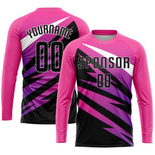 Load image into Gallery viewer, Custom Pink Black-White Sublimation Soccer Uniform Jersey