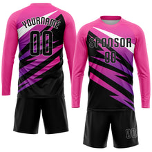 Load image into Gallery viewer, Custom Pink Black-White Sublimation Soccer Uniform Jersey