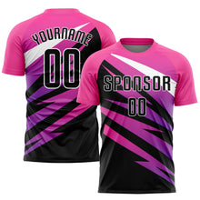 Load image into Gallery viewer, Custom Pink Black-White Sublimation Soccer Uniform Jersey