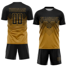 Load image into Gallery viewer, Custom Old Gold Black Sublimation Soccer Uniform Jersey
