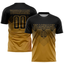 Load image into Gallery viewer, Custom Old Gold Black Sublimation Soccer Uniform Jersey