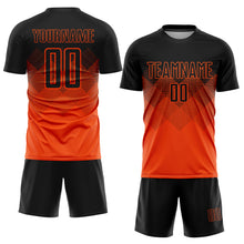Load image into Gallery viewer, Custom Orange Black Sublimation Soccer Uniform Jersey