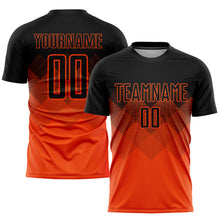 Load image into Gallery viewer, Custom Orange Black Sublimation Soccer Uniform Jersey