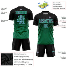 Load image into Gallery viewer, Custom Black Kelly Green-Light Blue Sublimation Soccer Uniform Jersey