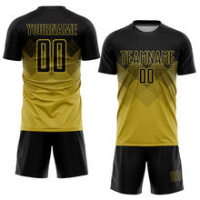 Load image into Gallery viewer, Custom Old Gold Black Sublimation Soccer Uniform Jersey