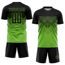 Load image into Gallery viewer, Custom Neon Green Black Sublimation Soccer Uniform Jersey