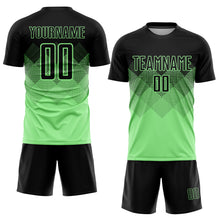 Load image into Gallery viewer, Custom Pea Green Black Sublimation Soccer Uniform Jersey