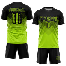 Load image into Gallery viewer, Custom Neon Green Black Sublimation Soccer Uniform Jersey