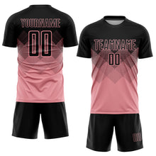 Load image into Gallery viewer, Custom Medium Pink Black Sublimation Soccer Uniform Jersey