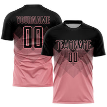 Load image into Gallery viewer, Custom Medium Pink Black Sublimation Soccer Uniform Jersey