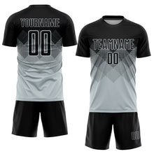Load image into Gallery viewer, Custom Silver Black Sublimation Soccer Uniform Jersey