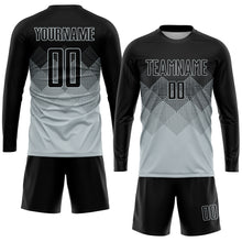 Load image into Gallery viewer, Custom Silver Black Sublimation Soccer Uniform Jersey