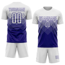 Load image into Gallery viewer, Custom White Dark Purple Sublimation Soccer Uniform Jersey