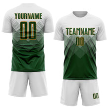 Load image into Gallery viewer, Custom White Green-Old Gold Sublimation Soccer Uniform Jersey