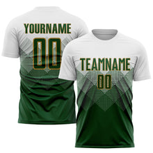 Load image into Gallery viewer, Custom White Green-Old Gold Sublimation Soccer Uniform Jersey