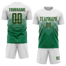 Load image into Gallery viewer, Custom White Kelly Green-Old Gold Sublimation Soccer Uniform Jersey