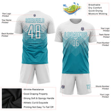 Load image into Gallery viewer, Custom Teal White Sublimation Soccer Uniform Jersey
