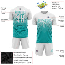 Load image into Gallery viewer, Custom Aqua White Sublimation Soccer Uniform Jersey