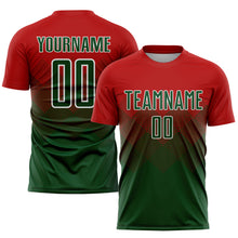 Load image into Gallery viewer, Custom Red Green-White Sublimation Soccer Uniform Jersey
