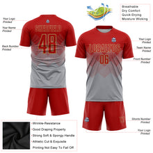 Load image into Gallery viewer, Custom Gray Red-Old Gold Sublimation Soccer Uniform Jersey