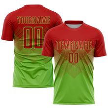 Load image into Gallery viewer, Custom Neon Green Red Sublimation Soccer Uniform Jersey