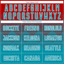 Load image into Gallery viewer, Custom Red Teal-White Sublimation Soccer Uniform Jersey