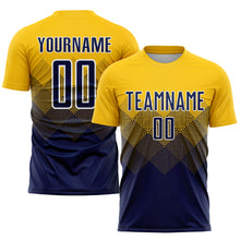 Load image into Gallery viewer, Custom Gold Navy-White Sublimation Soccer Uniform Jersey