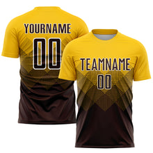 Load image into Gallery viewer, Custom Gold Brown-White Sublimation Soccer Uniform Jersey