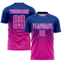 Load image into Gallery viewer, Custom Royal Deep Pink-White Sublimation Soccer Uniform Jersey