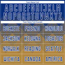 Load image into Gallery viewer, Custom Old Gold Royal-White Sublimation Soccer Uniform Jersey