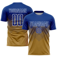 Load image into Gallery viewer, Custom Old Gold Royal-White Sublimation Soccer Uniform Jersey