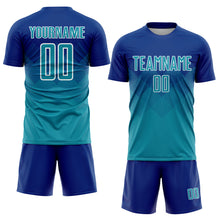 Load image into Gallery viewer, Custom Royal Teal-White Sublimation Soccer Uniform Jersey