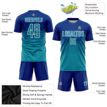 Load image into Gallery viewer, Custom Royal Teal-White Sublimation Soccer Uniform Jersey