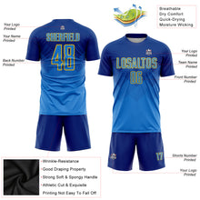 Load image into Gallery viewer, Custom Royal Powder Blue-Gold Sublimation Soccer Uniform Jersey