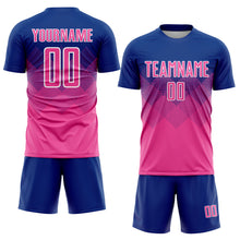 Load image into Gallery viewer, Custom Royal Pink-White Sublimation Soccer Uniform Jersey
