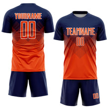 Load image into Gallery viewer, Custom Navy Orange-White Sublimation Soccer Uniform Jersey