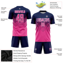 Load image into Gallery viewer, Custom Navy Pink-White Sublimation Soccer Uniform Jersey
