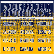 Load image into Gallery viewer, Custom Gold Navy-White Sublimation Soccer Uniform Jersey